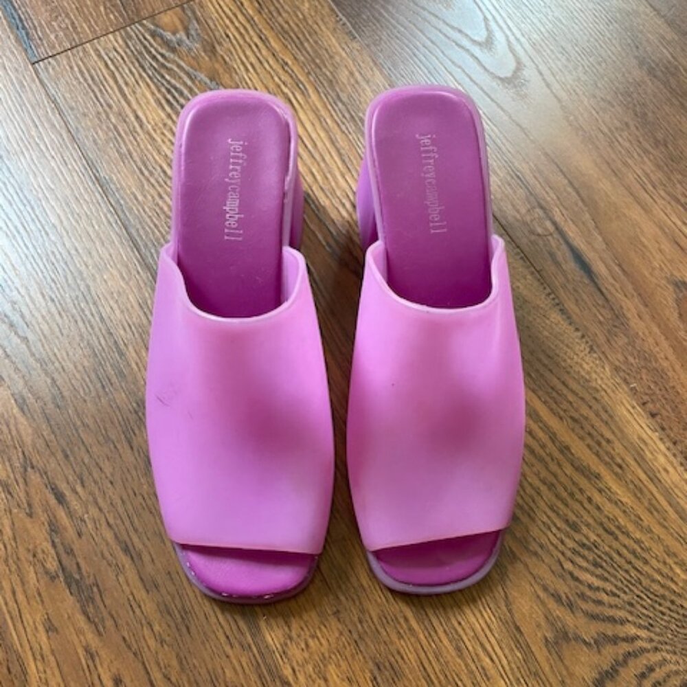 Jeffrey Campbell Jelly Pink Peep Toe Mules Clogs 9